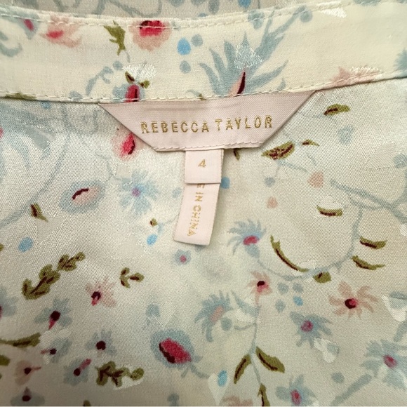 Rebecca Taylor Silk Vivianna Tie Pullover Blouse Floral Print Size 4 EUC - Picture 5 of 6